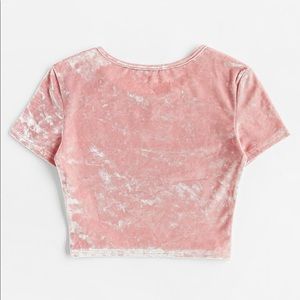 Blush pink cute Velvet crop top